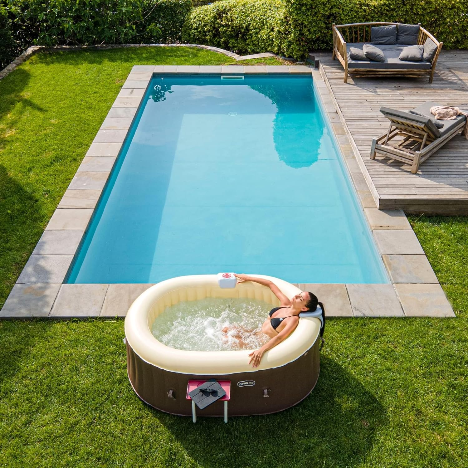 jardinite - Bain à remous Ovale - 190x120x65 cm - Pompe 30 W, 550 L