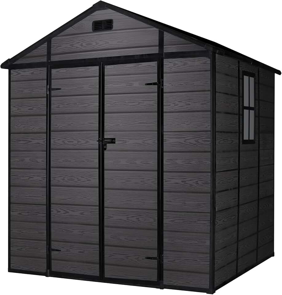 jardinite - Aqua abri jardin résine 4,6 m², PVC, double porte, fenêtre