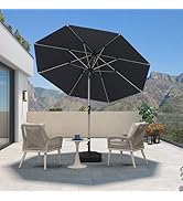 jardinite Parasol de Jardin Extérieur Inclinable 2,7 m Rond, Parasol Balcon avec Châssis en Alu...