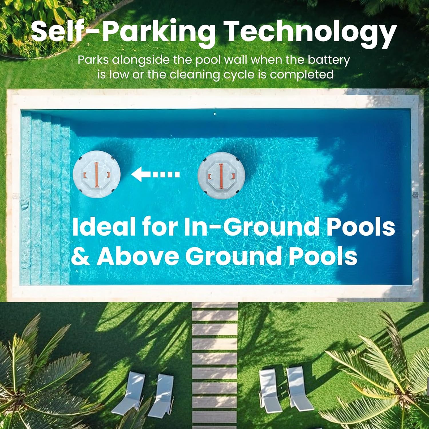 2026 Robot aspirateur de Piscine sans Fil pour Piscine Hors Sol 120 Minutes d'autonomie, Nettoyeur de Piscine Automatique pour Piscine creusée jusqu'à 1000 Pieds carrés Robot de Piscine autoparquant