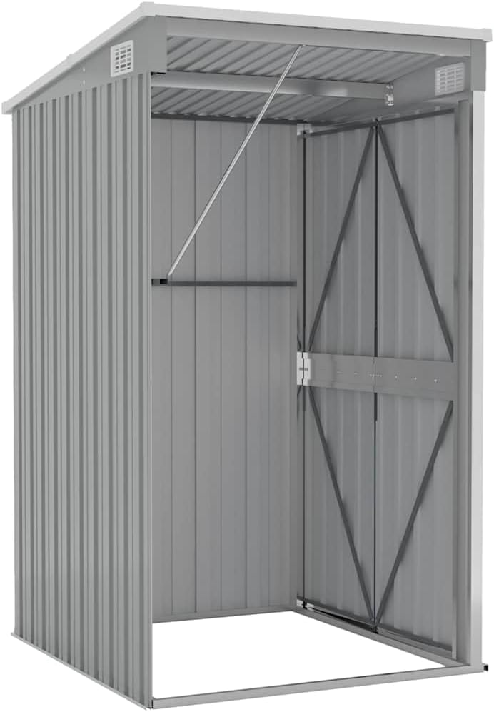 jardinite Remise de Jardin Murale Gris 118x100x178 cm Acier galvanisé,Structures extérieures, Cabanes & abris de Jardin,316218