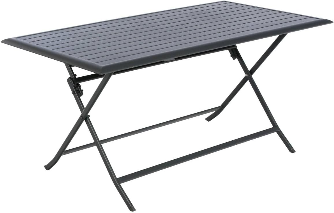 jardinite - Azua table de jardin pliante 6 places, aluminium gris