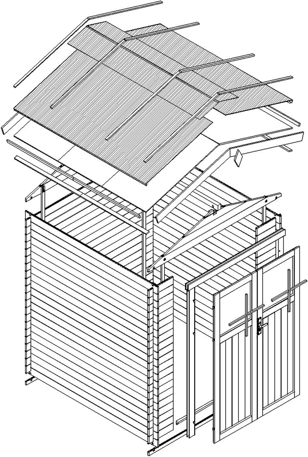 Abri de Jardin en Bois - Stockage extérieur I196xL136xH218 cm/ 1.98 m2 Petit abri à Outils, Local à vélos - jardinite M367F