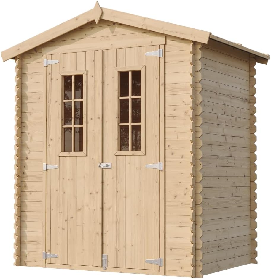 Abri de Jardin en Bois avec Sol TRAITÉ - Stockage extérieur I196xL136xH218 cm/ 1.98 m2 Petit abri à Outils, Local à vélos - jardinite M367C+M367G