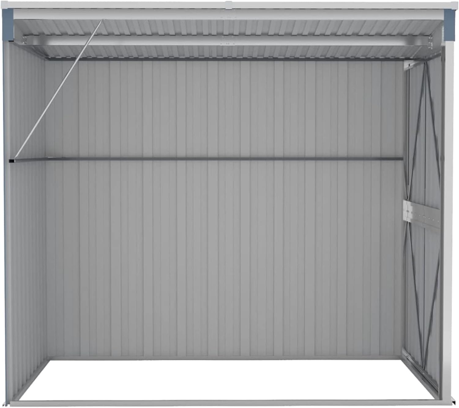 Abri de jardin mural en acier galvanisé gris 118 x 194 x 178 cm