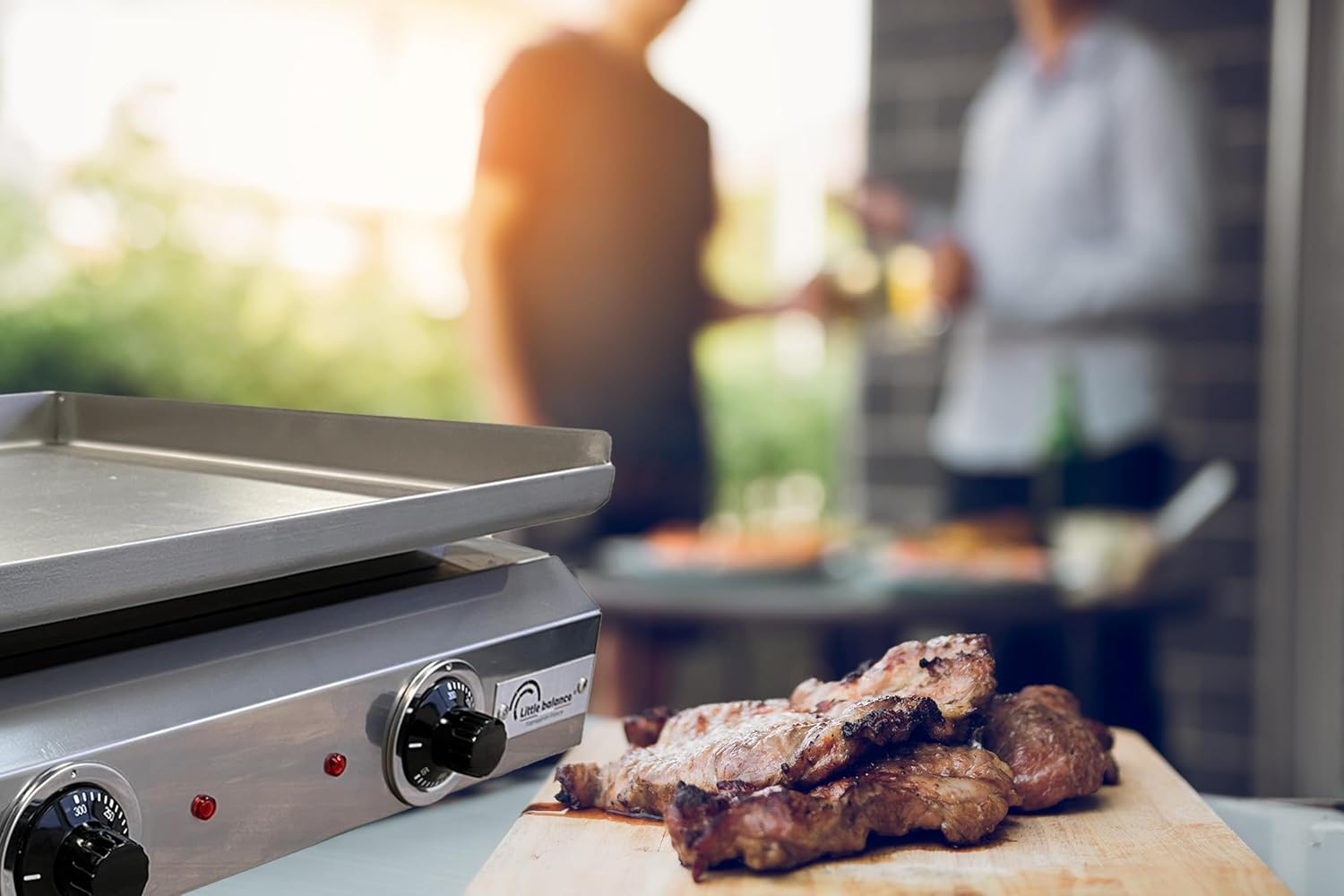 jardinite - Plancha électrique 2 zones inox 3000W, 60x40cm - 8679