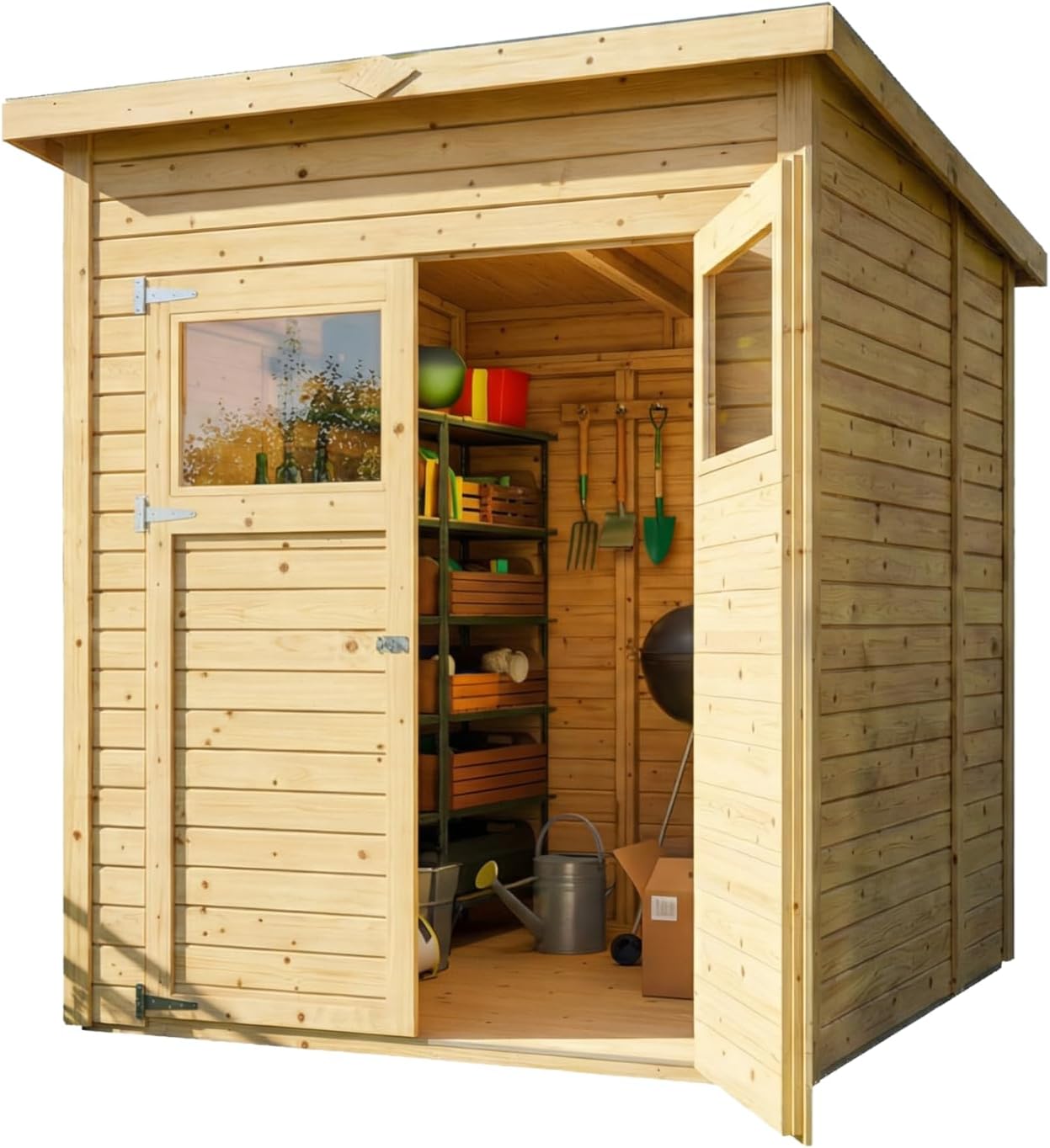 Cabane à Outils Mollie en Bois de la Marque Carlsson | Remise à Outils | abri de Jardin Exterieur | carré, Construction en Panneaux préfabriqués, cabane de Jardin, Toit monopente, épaisseur de la p