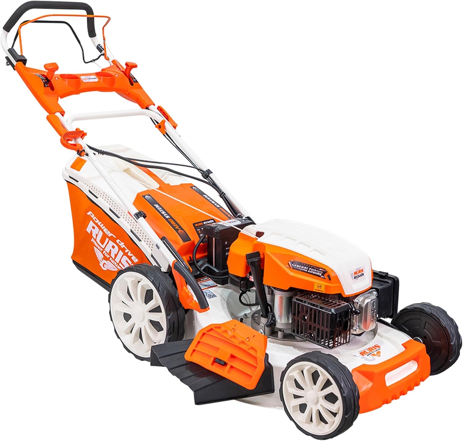 jardinite Tondeuse à Gazon Thermique 5 en 1 Mulching 5,7 CV 196cc RX500S, Orange