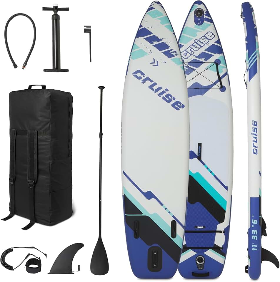 jardinite Basics - planche à pagaie, 335x84 cm, kit accessoires complet, bleu