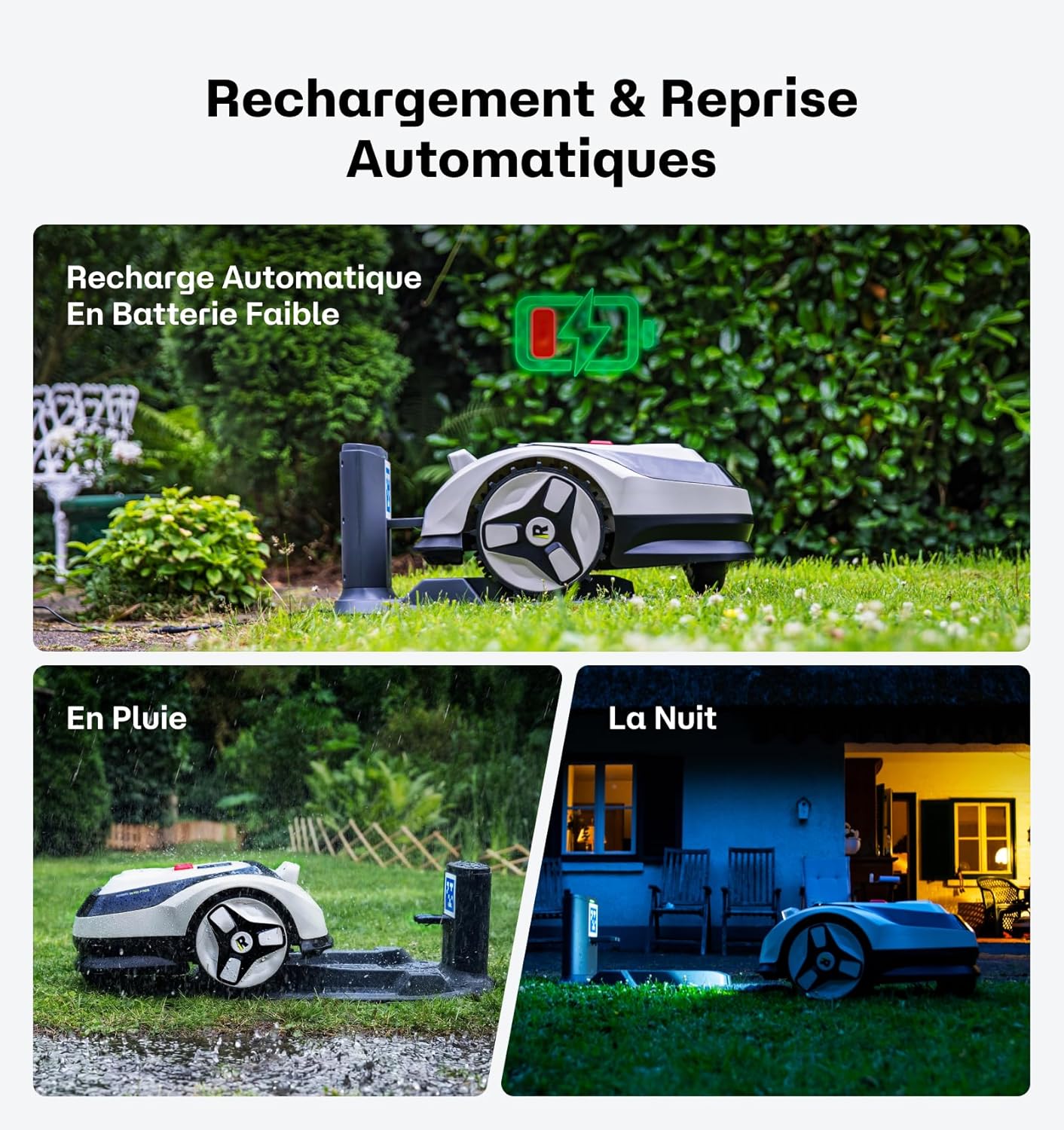 Raccoon - Robot Tondeuse 600m² - Vision sans RTK, U/Tonte, 5Ah Recharge, 150min Autonomie.