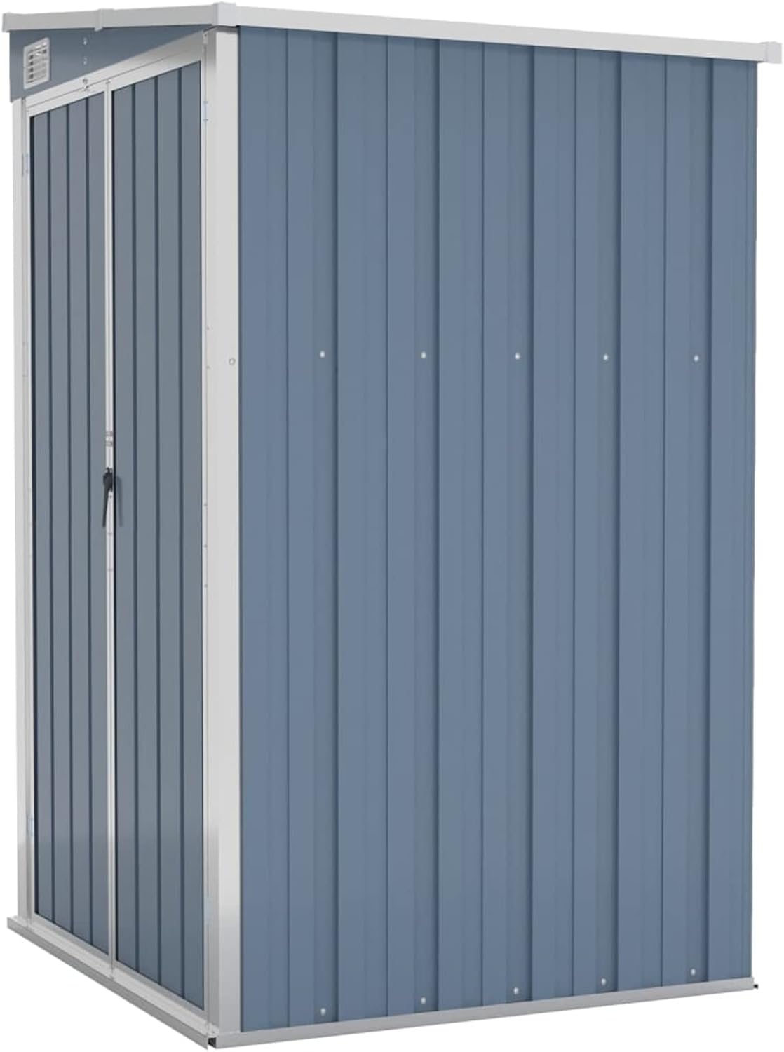 Abri de jardin mural acier galvanisé gris, 118x100x178cm, robuste