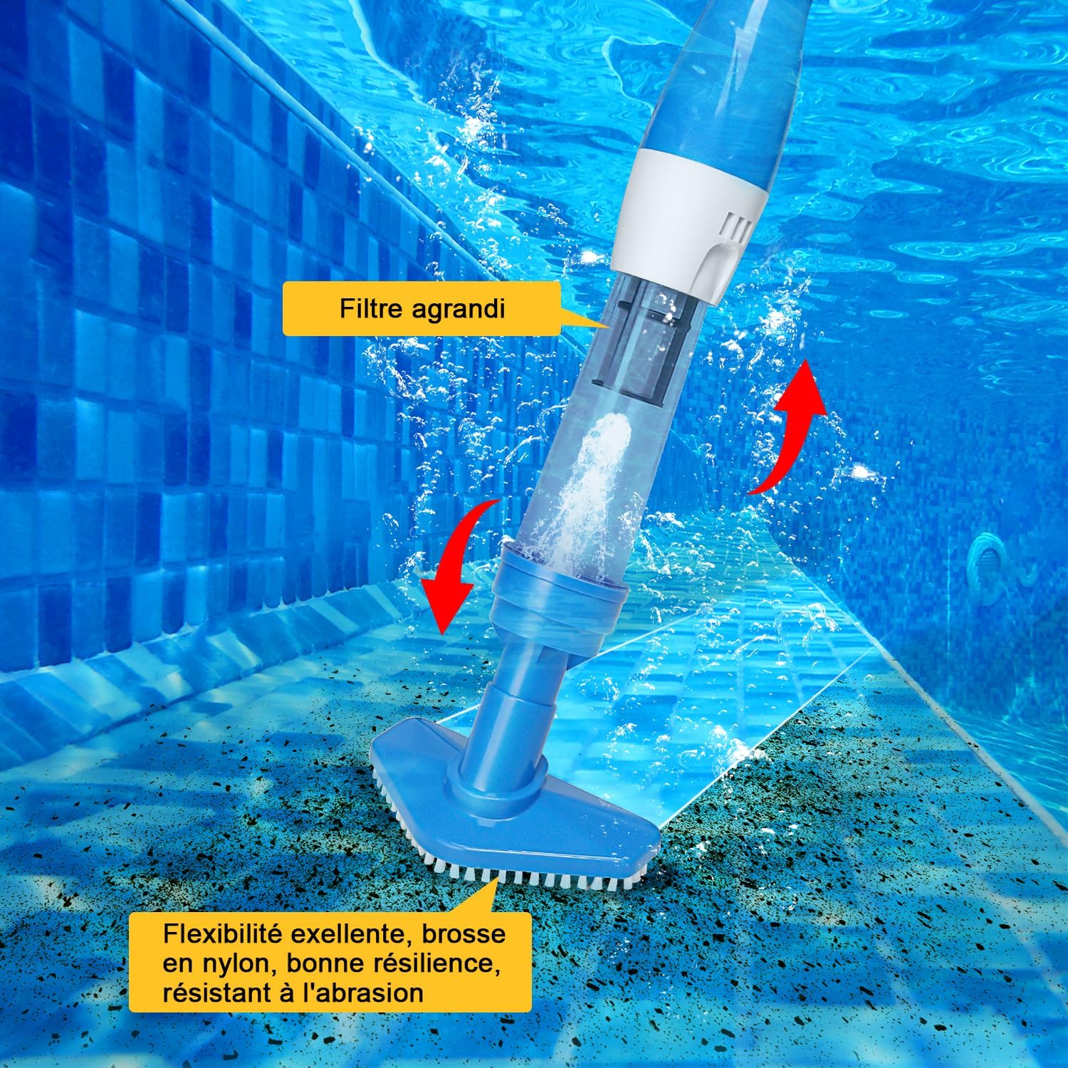 Aspirateur de piscine - 3 en 1, sans fil, batterie rechargeable, 90 min d'autonomie