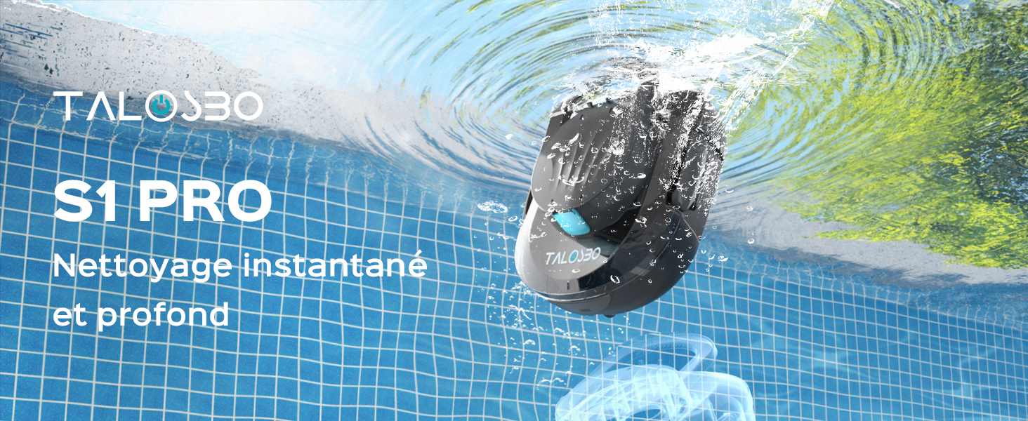 Le texte indique « S1 PRO » et « Netto Post-Instagram » superposés sur des photos de piscines sous-marines montrant un sol carrelé et des effets d'eau ondulants.