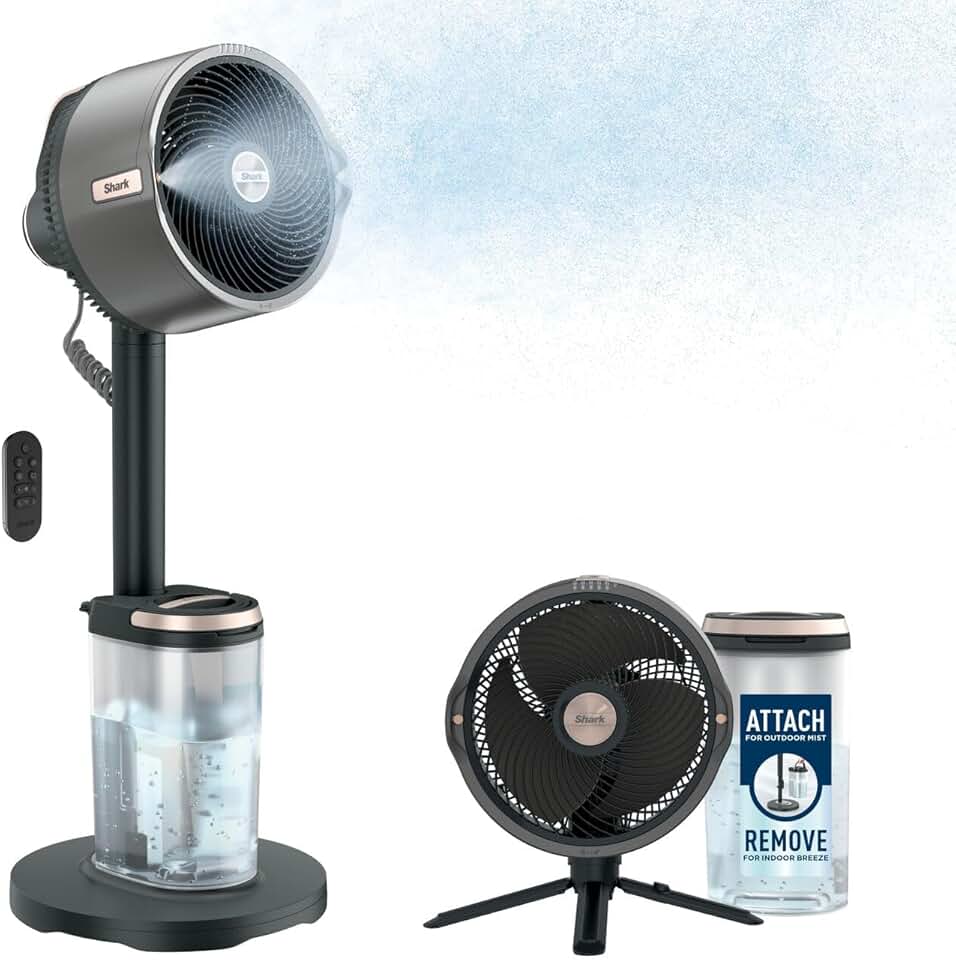 jardinite - FlexBreeze Pro - ventilateur intérieur/extérieur - sans fil, brumisateur, 5 vitesses, télécommande, silencieux, 