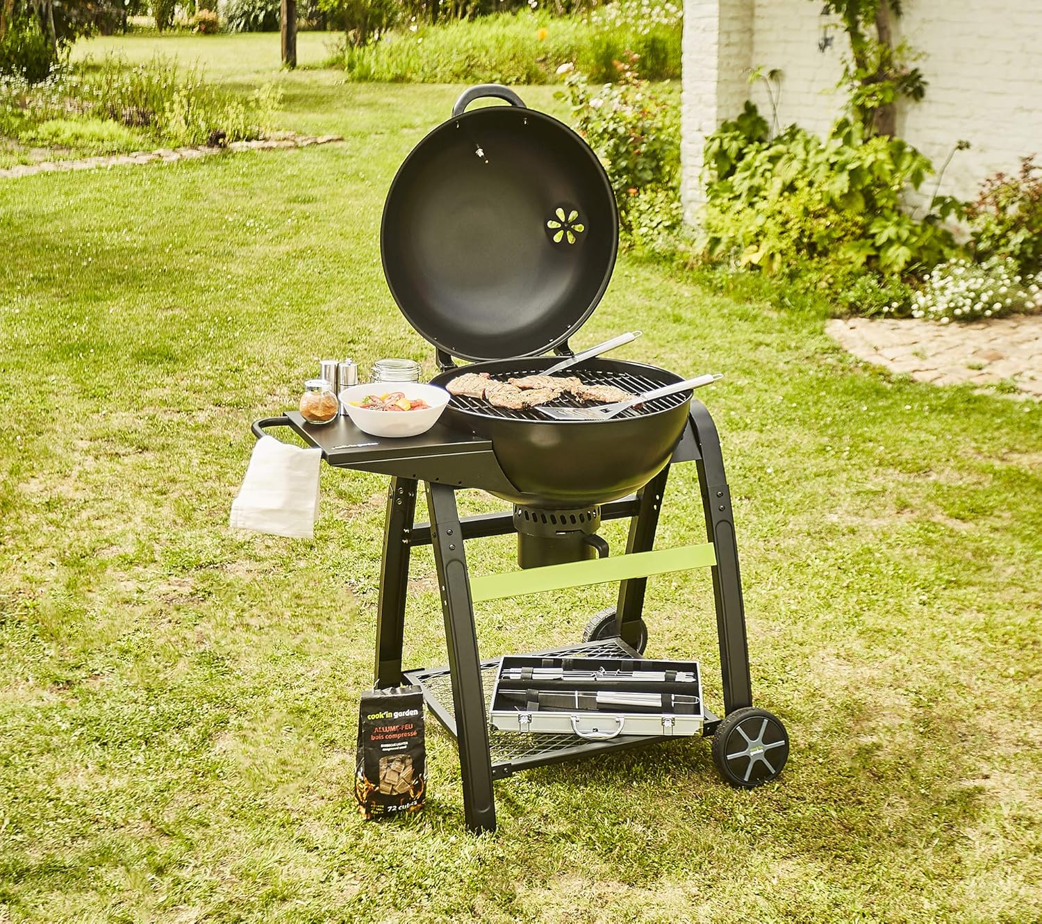 jardinite - Tonino 60 - barbecue charbon avec capot, wheels, thermomètre