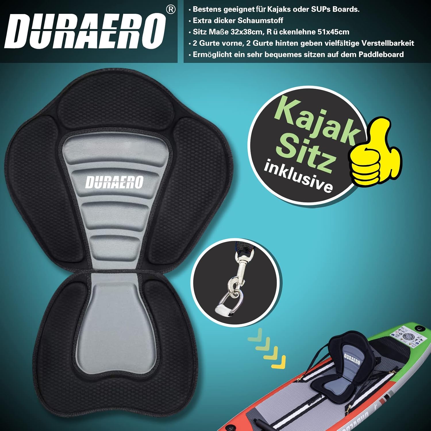 Kayak gonflable stand up paddle 330x76x15 cm, siège, sac, pompe
