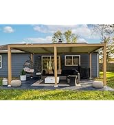 jardinite Pergola Bioclimatique en Effet Bois Aluminium 3,5 x 6,35 m, Tonnelle de Jardin Extéri...