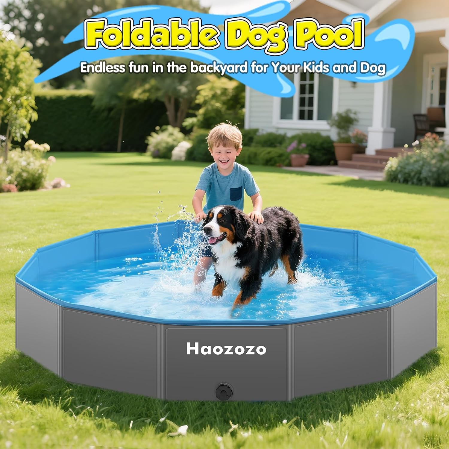Piscine pour Chien, Bassin Renforcé pour Grands Chiens en PVC Durable, Piscine Pliable Sécurisée Antidérapante pour Chien - Faltbare Schwimmbecken Hund Planschbecken (160x30 cm)