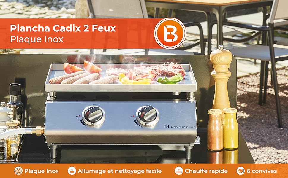 Plancha gaz Cadix 2 feux jardinite