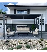 jardinite Pergola Bioclimatique en Aluminium 3 x 3,65 m, Tonnelle de Jardin Exterieur Imperméab...