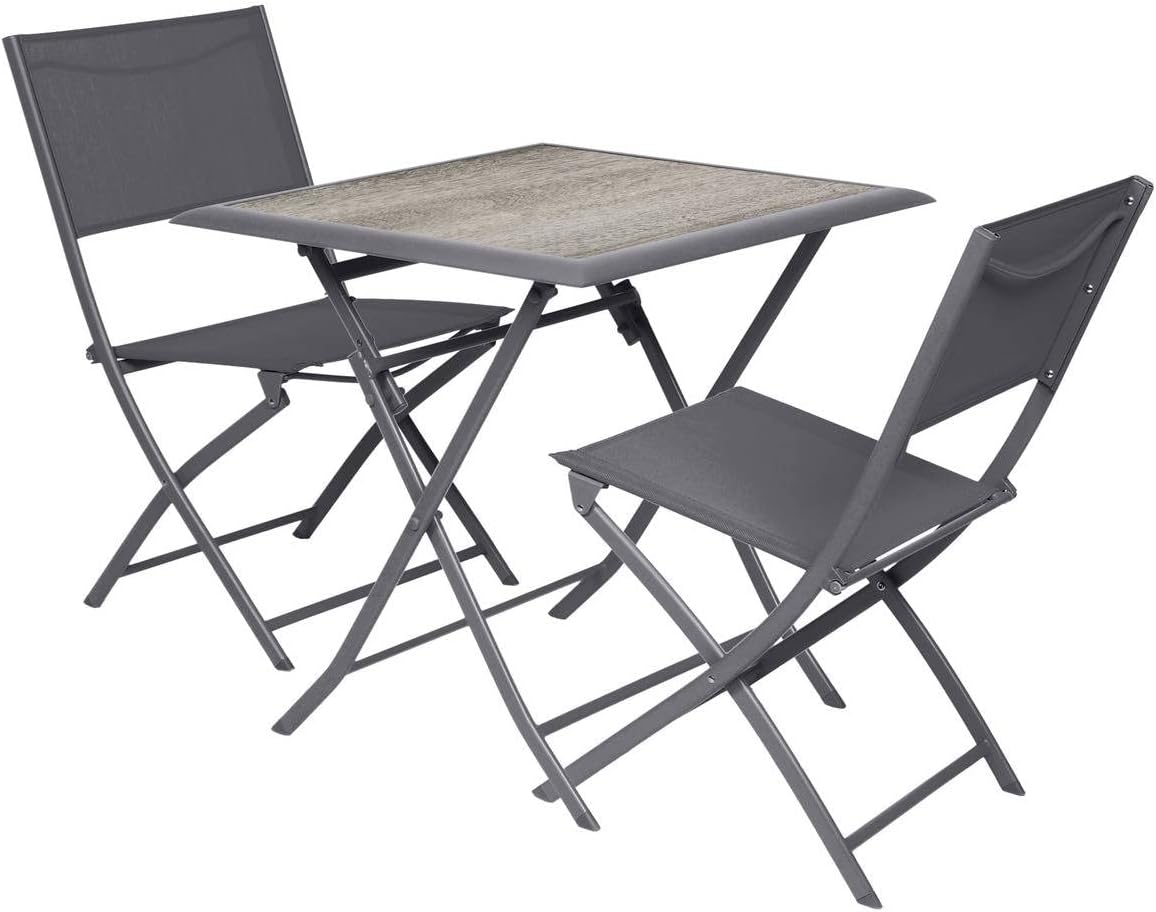 jardinite - Azua table pliante carrée 2 places gris aluminium