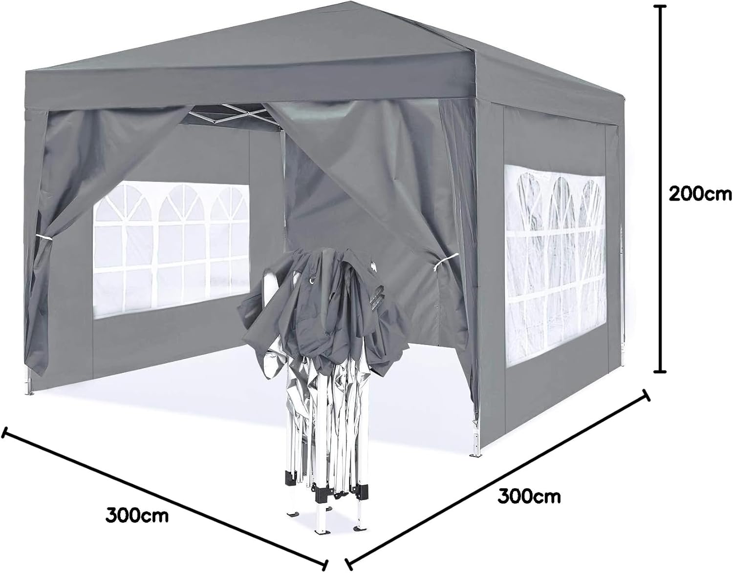 ISE - tonnelle pliante série jardin - 3x3m - rideaux, réglable, UV50+