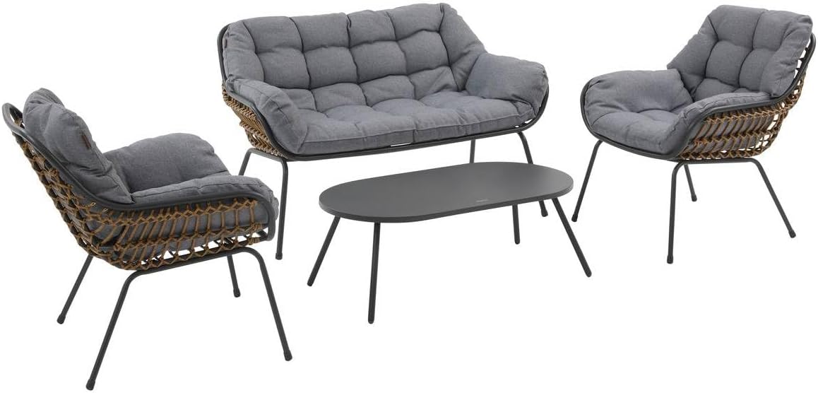 jardinite - Paopao graphite 4 places - jardin - anti-rouille, coussins confortables