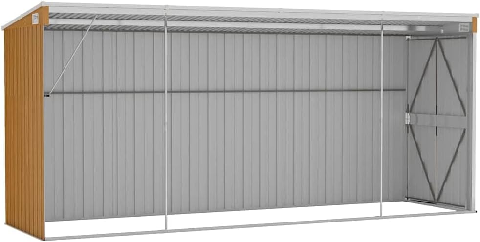 jardinite Abri de Jardin Mural Marron 118 x 382 x 178 cm Acier galvanisé,Structures extérieures, Cabanes & abris de Jardin,316232