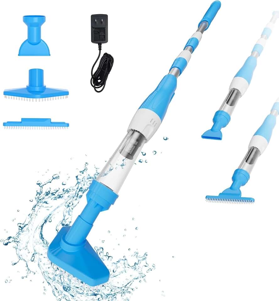 Aspirateur de piscine - sans fil, 90min autonomie, rechargeable, bleu