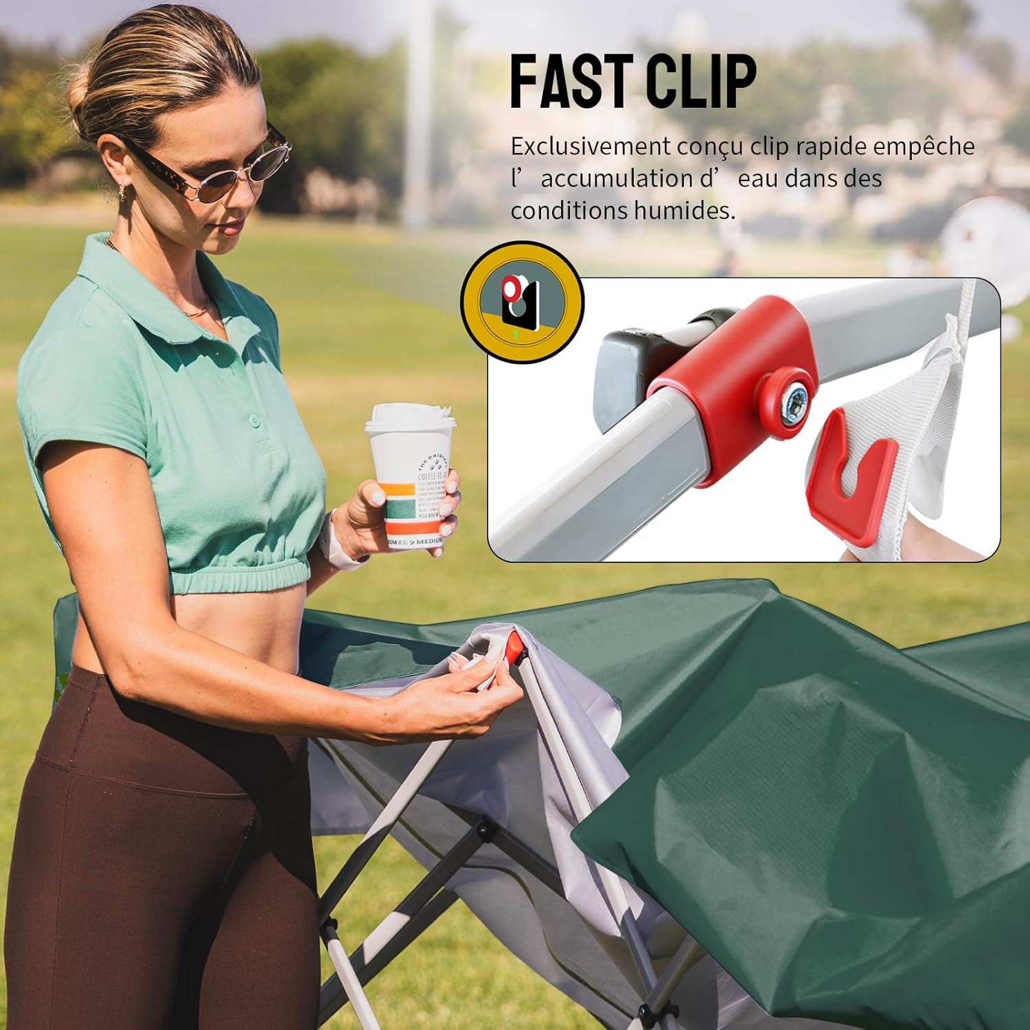 jardinite Tonnelle Pliante 3x3 Imperméable, Barnum Pliant de Jardin Exterieur, Pop-Up Gazebo avec Sac de Rangement, UPF 50+, avec 4 Parois Latérales Amovible, 4 Sac de Sable, Vert Forêt