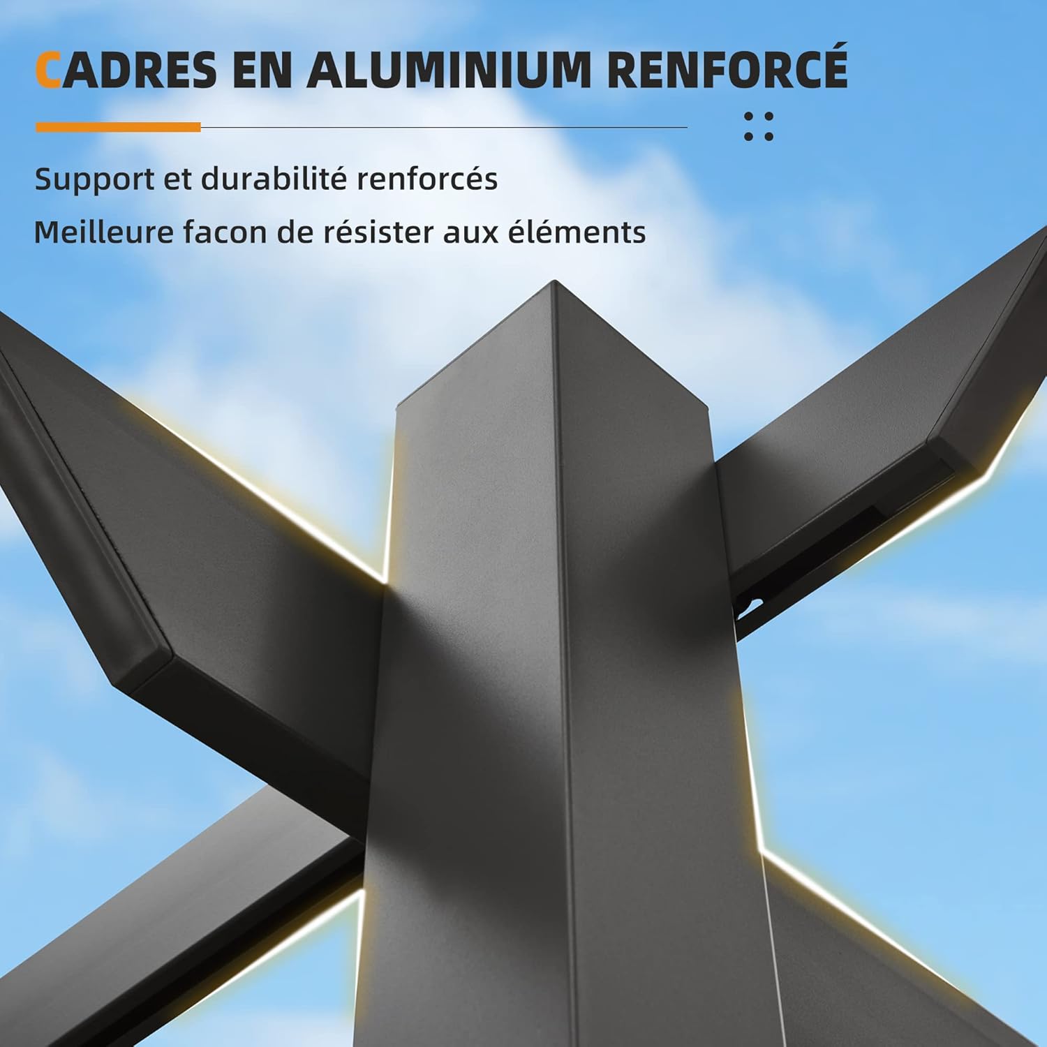 jardinite - Pergola aluminium 4x3m, toit rétractable, éclairage intégré