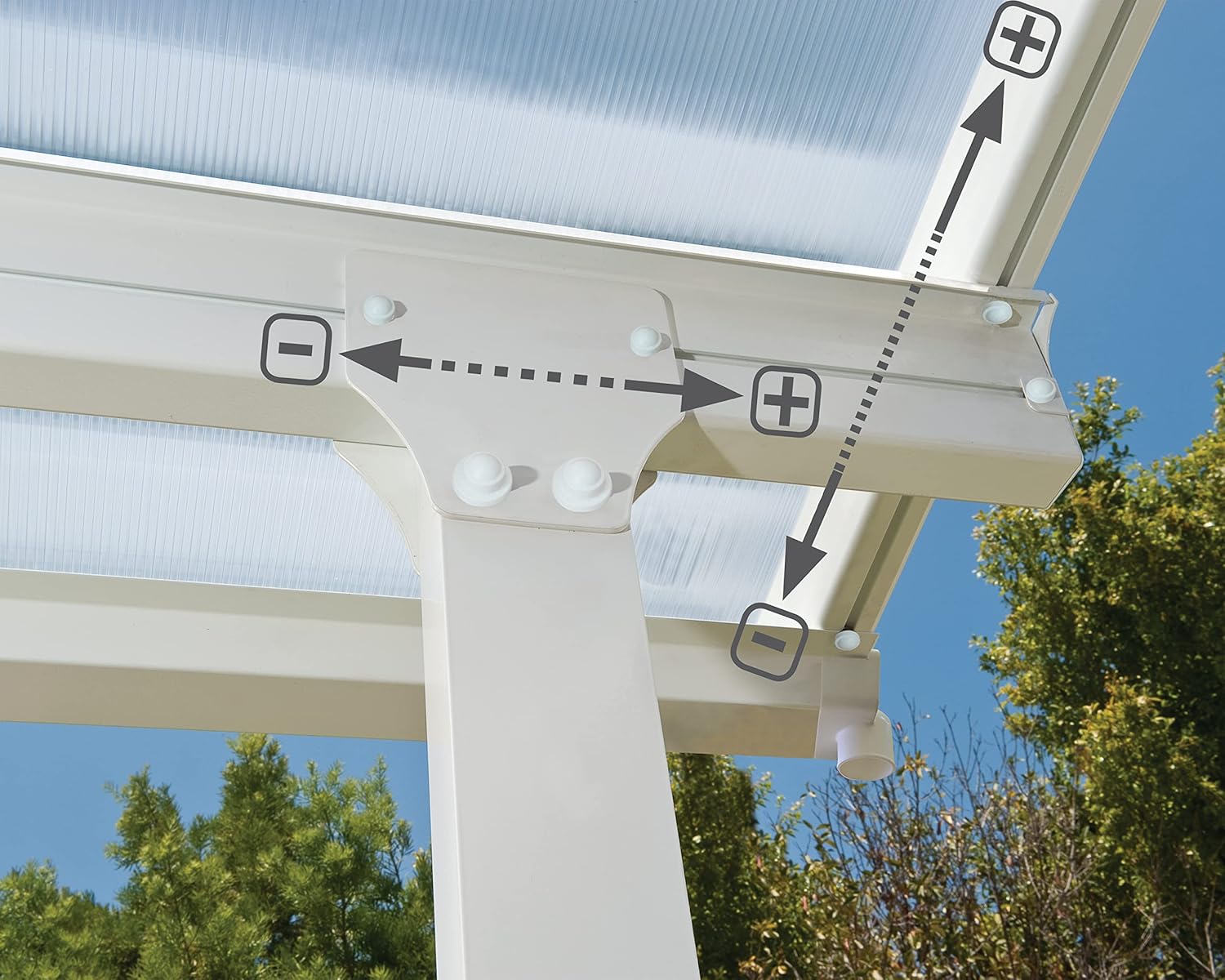 Chalet et jardin - Toit terrasse Aurore aluminium, 3 x 4.25 m, blanc - 701692