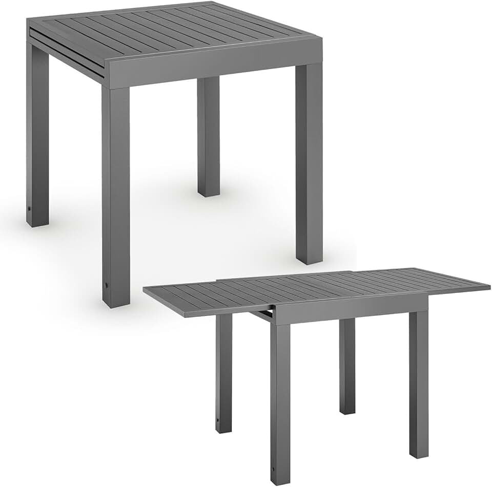 jardinite - Table de jardin Laki - 70x70 cm extensible - Aluminium anthracite