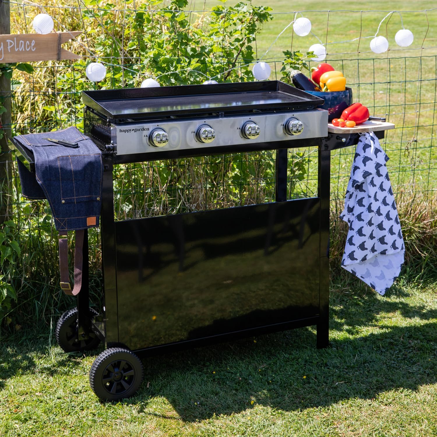 jardinite - Plancha Mérida 4 brûleurs avec chariot - gaz - 78x41 cm