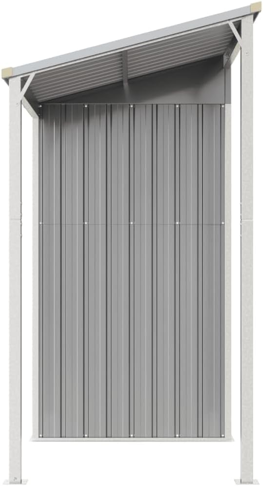 Abri de Jardin avec Toit prolongé Gris Clair 277x110,5x181 cm,Abris De Jardin,Abri De Stockage pour Jardin,Abri D'Outils De Jardin