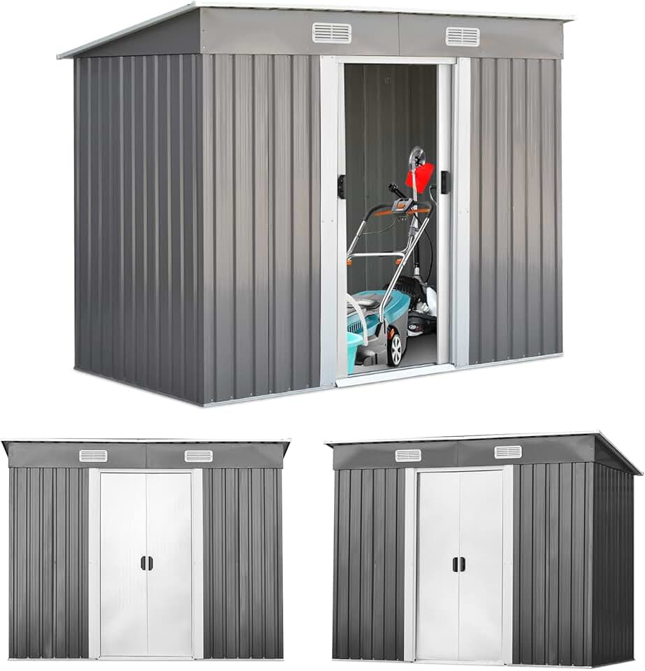 jardinite - abri de jardin acier galvanisé 238x131x181cm, ventilé, double porte - RELAX4LIFE3,11㎡