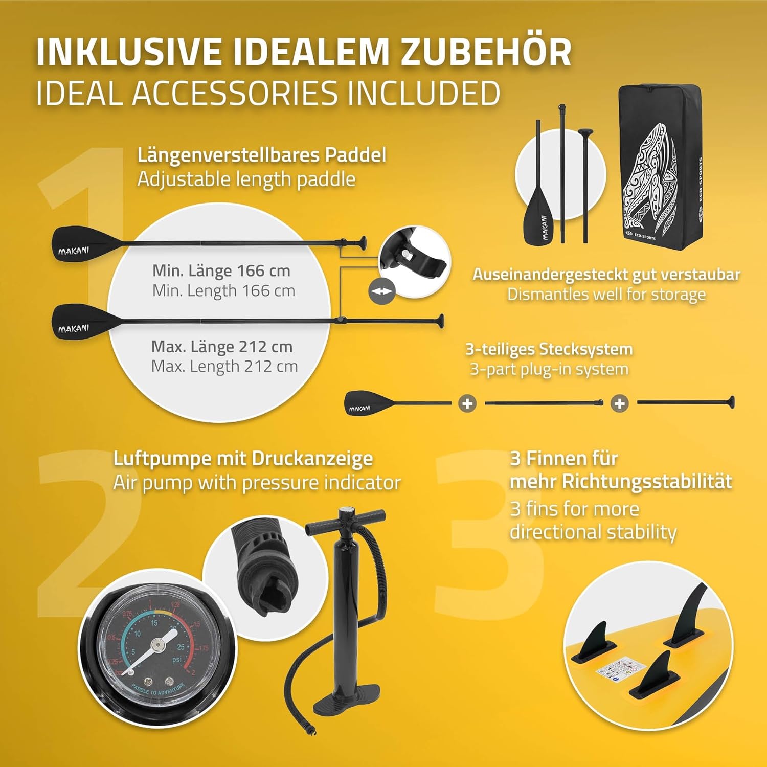 jardinite - stand up paddle série gonflable - 305/308/320/380 cm - PVC, 120/150 kg, 10/15 cm épaisseur
