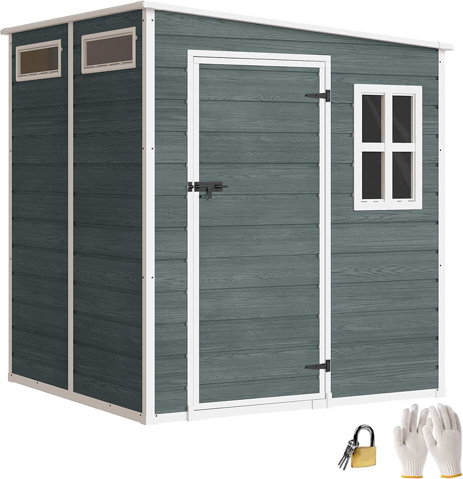 jardinite - abri jardin résine, 3,3m², alu, plancher, fenêtres, 182x182x183cm