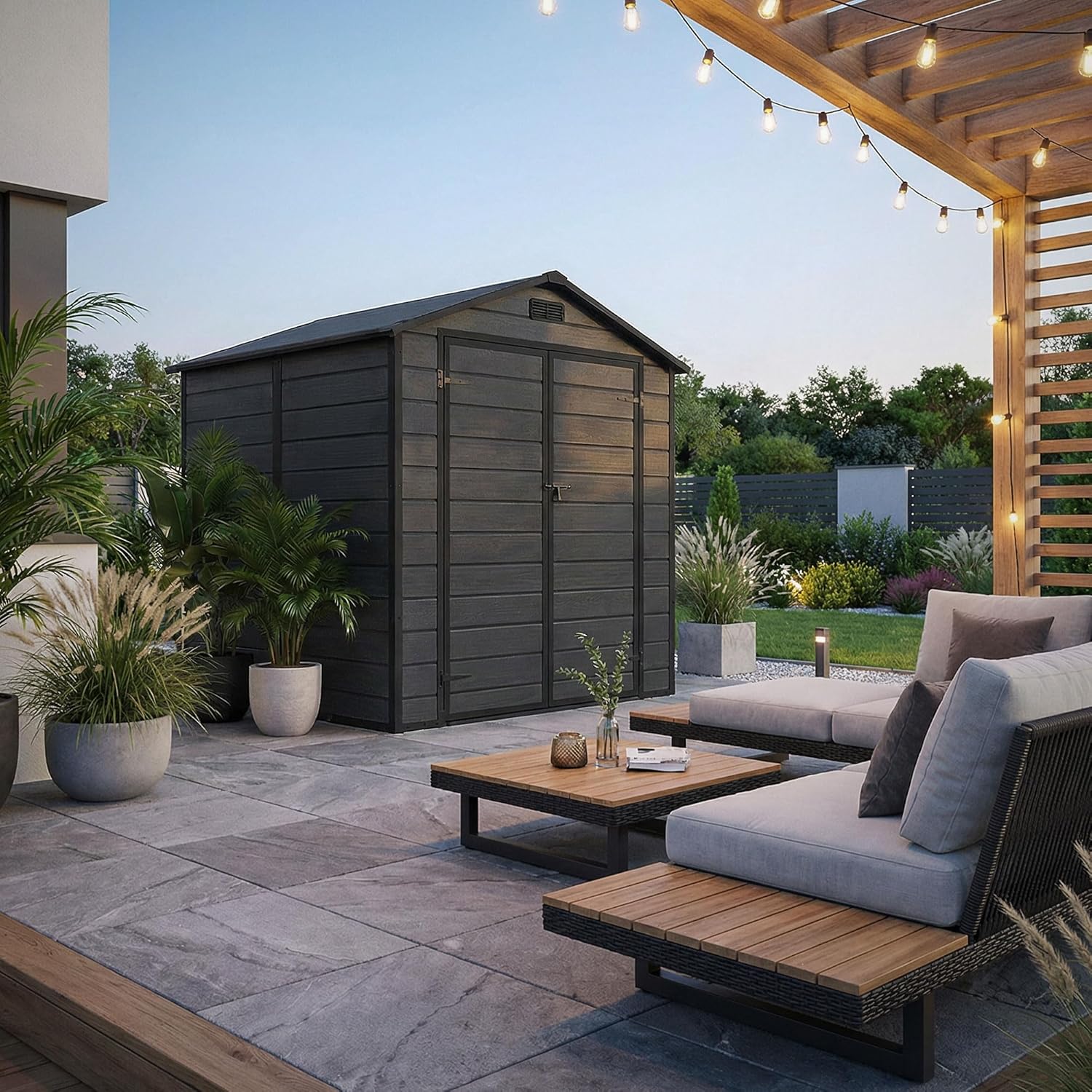 jardinite - Abri de jardin résine 151x182x220 cm double porte, 5m³, fenêtre, ventilation