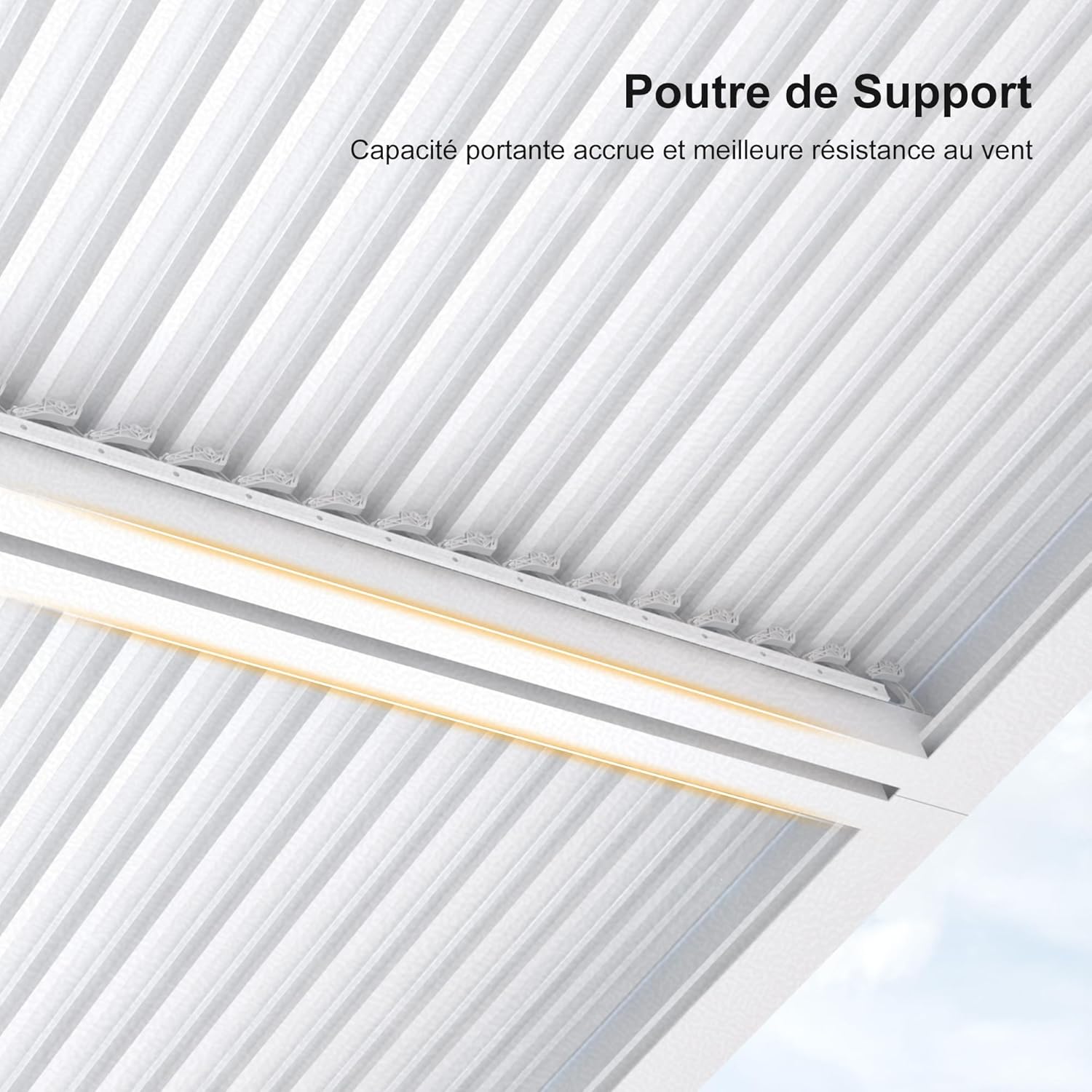 jardinite - Pergola bioclimatique aluminium 4,6x3,3m, lames orientables, blanc
