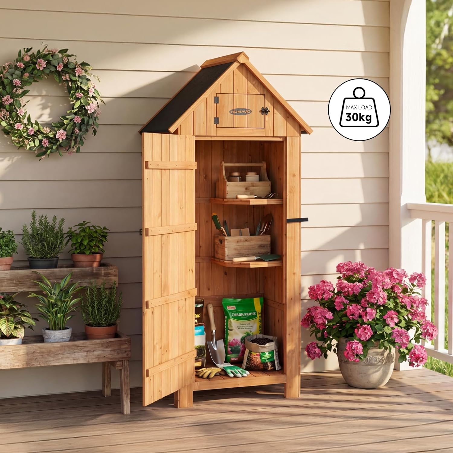 Abri de Jardin en Bois avec Protection UV - Toit en appentis - Abri de Jardin en Bois avec Sol - 77 x 54,3 x 179 cm - Abri de Jardin pour Jardin, terrasse, arrière-Cour, pelouse