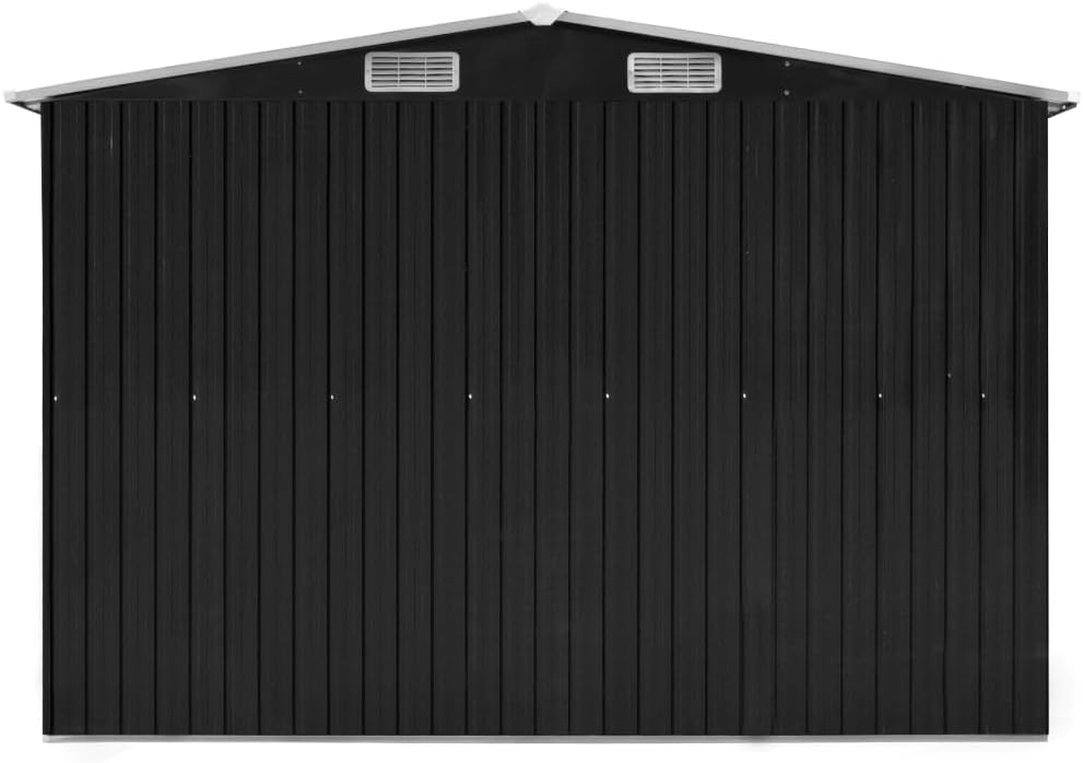 Abri de jardin métal anthracite - 257x489x181 cm - robuste, 105.6kg