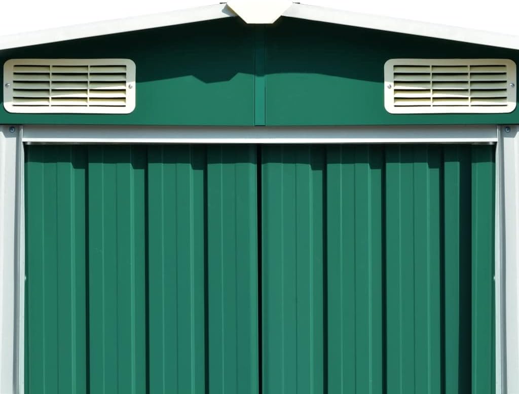 Abri de Jardin - métal vert - 257x580x181 cm - robuste, 122kg