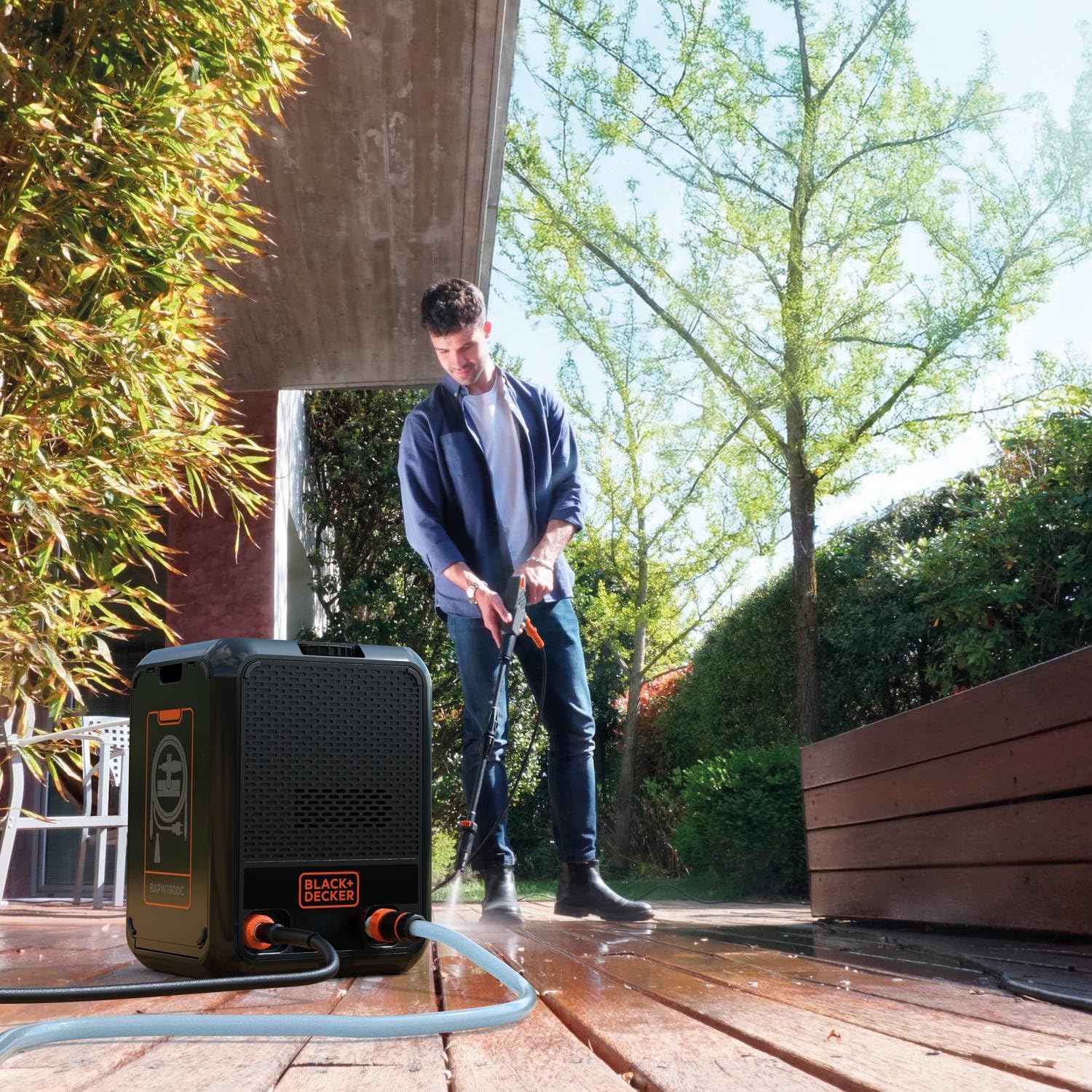 jardinite Nettoyeur Haute Pression BXPW1900C, Compact, pour la Voiture et l’extérieur de la Maison, Pression Max. 150 Bar, Débit Max. 460 l/h, Puissance absorbée 1 900 W