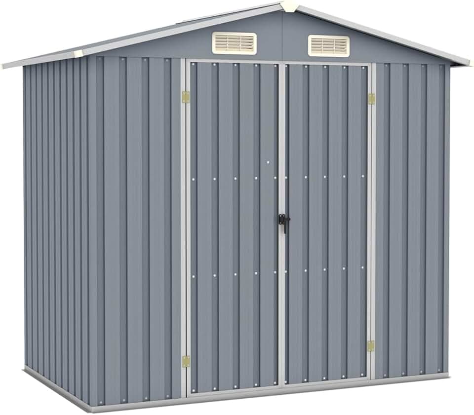 jardinite - Abri de jardin acier 205x129x183 cm, gris, stockage outils